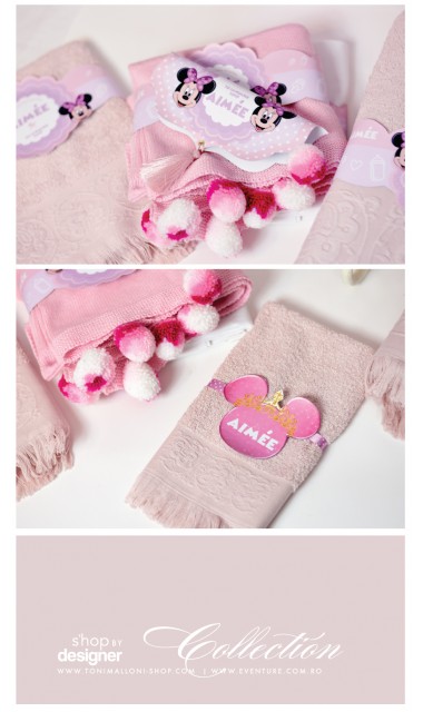 Trusou de botez Minnie Mouse pentru fetite personalizat prin brodare, Happy Minnie  5